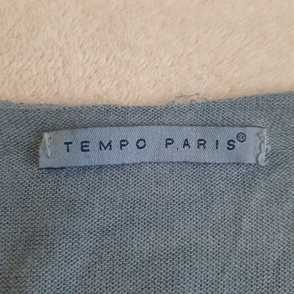 Tempo Paris Women's Large Blue Mixed Media Shirt - Picture 4 of 14